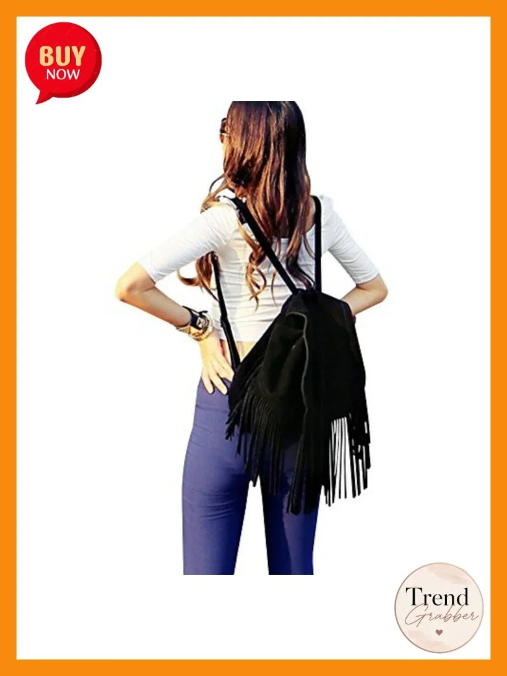 PU Leather Fringed Backpack Purse Women Daypack Travel Shoulder Bag